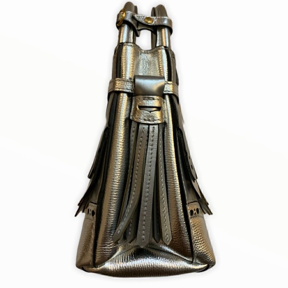 BURBERRY Metallic Calfskin Broguing Small Banner - Picture 8 of 16